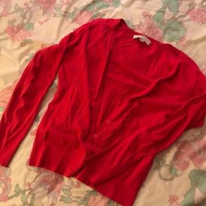 Bright pink cardigan